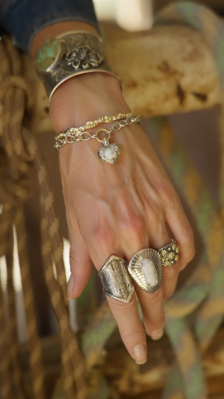 Diamond Magnesite Heart Bracelet