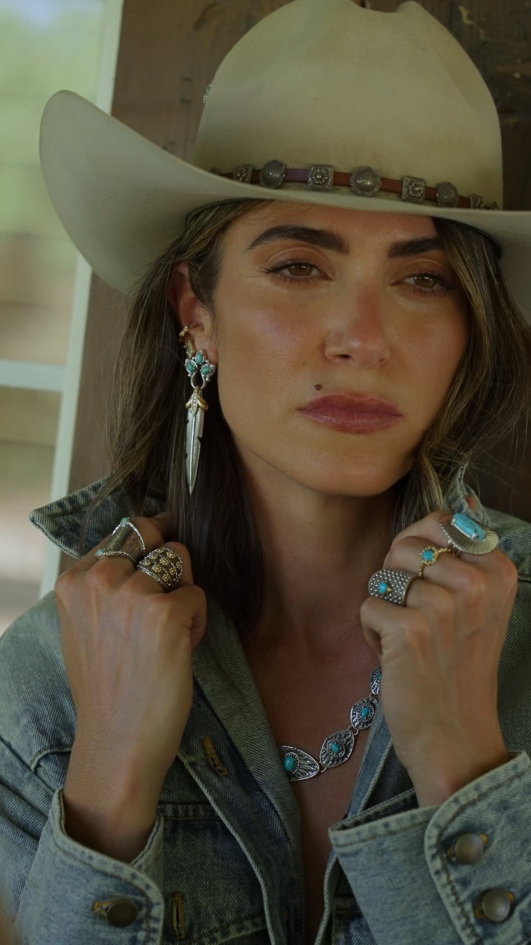 Feather Diamond + Gold Turquoise Earrings