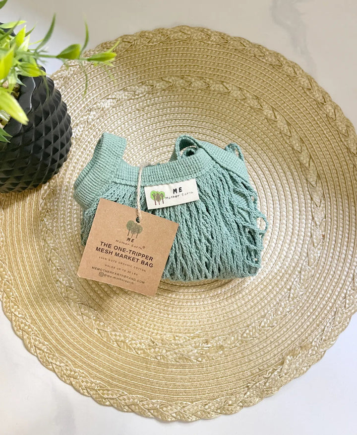 The "One Tripper" HUGE Mesh Market Bag | Zero Waste | Sage Green Beauty Me Mother Earth 