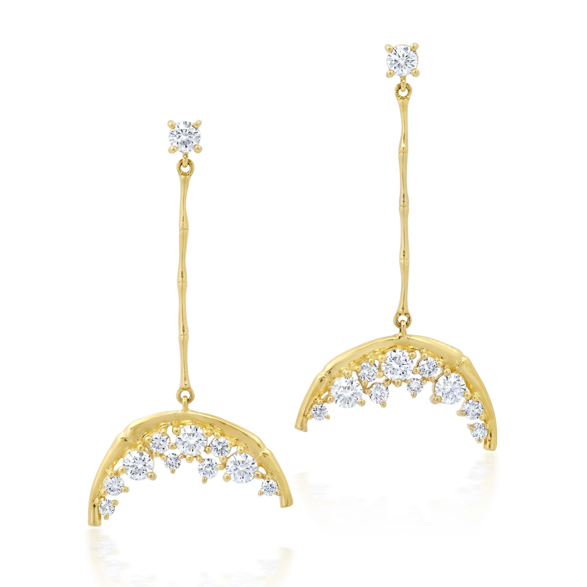 NEW Rattan Diamond Moon Drop Earrings Jewelry Bayou with Love 