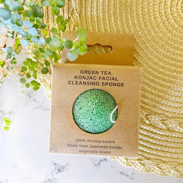 Konjac Sponge Biodegradable Green Tea | Zero Waste Beauty Me Mother Earth 
