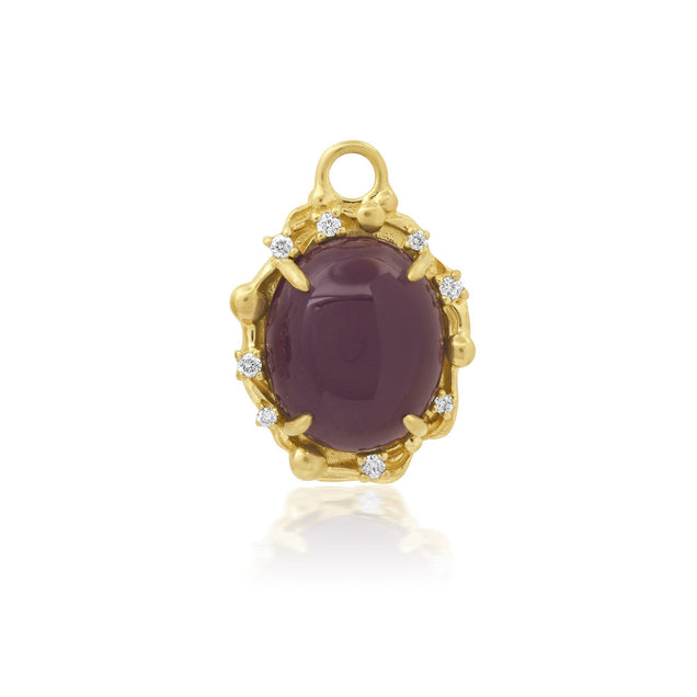 NEW Large Oval Diamond Purple Sage Chalcedony Charm Jewelry Bayou with Love 