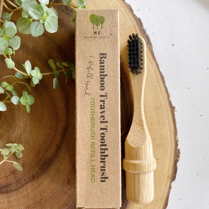 All-in-One Bamboo Travel Toothbrush with Replaceable Head Beauty Me Mother Earth 