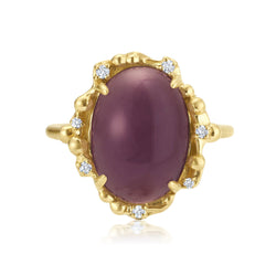 NEW Oval Diamond Purple Sage Chalcedony Water Ring Jewelry Bayou with Love 