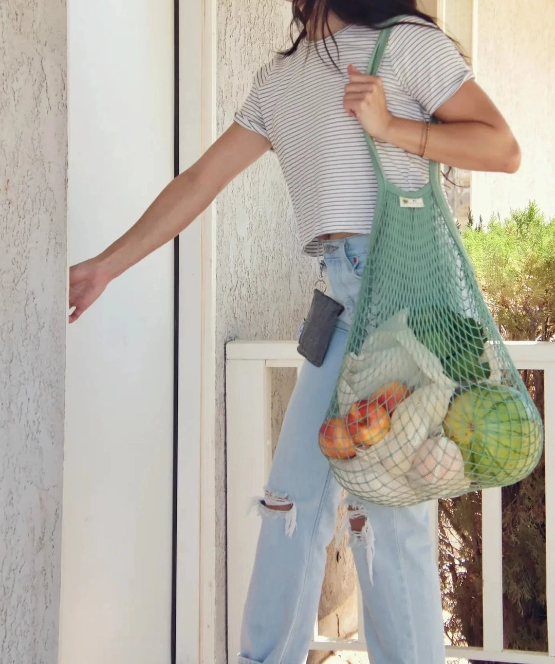 The "One Tripper" HUGE Mesh Market Bag | Zero Waste | Sage Green Beauty Me Mother Earth 