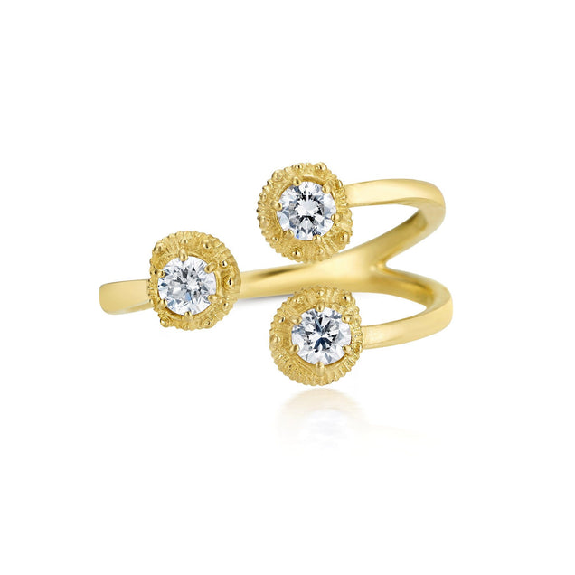 NEW Triple Diamond Moon Ring Jewelry Bayou with Love 