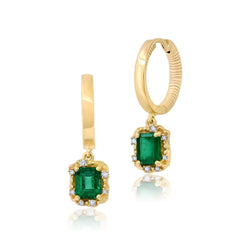 Large Emerald + Diamond Water Huggies Jewelry Bayou with Love 