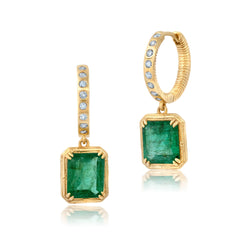 New Large Rattan Diamond Emerald Huggies Jewelry Bayou with Love 