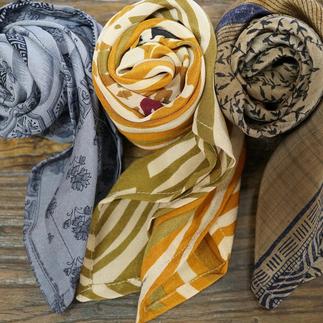 NEW Upcycled Crepe Silk Neckerchief Accessories Bayou with Love Surprise me Bundle of 3 20x20 