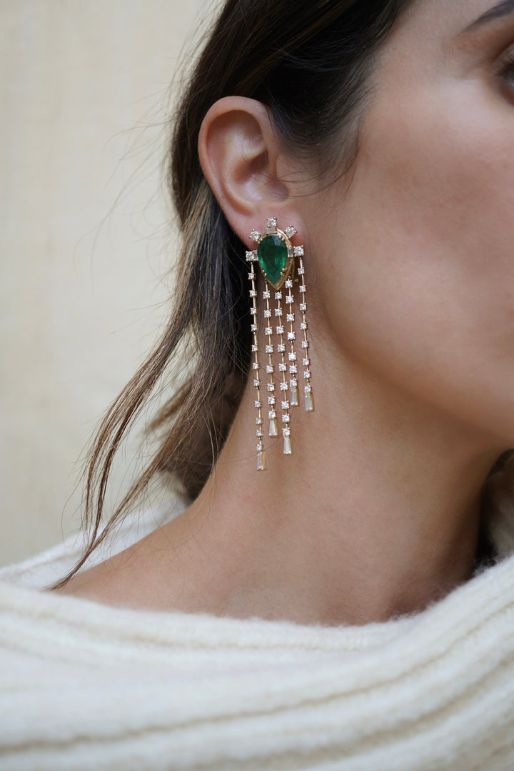 New The Bayou Emerald + Diamond Chandelier Earrings Jewelry Bayou with Love 