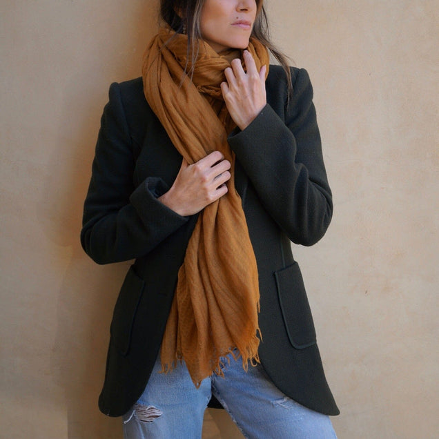 NEW Loom Woven Fine Wool Scarf | Golden scarves Bayou with Love 
