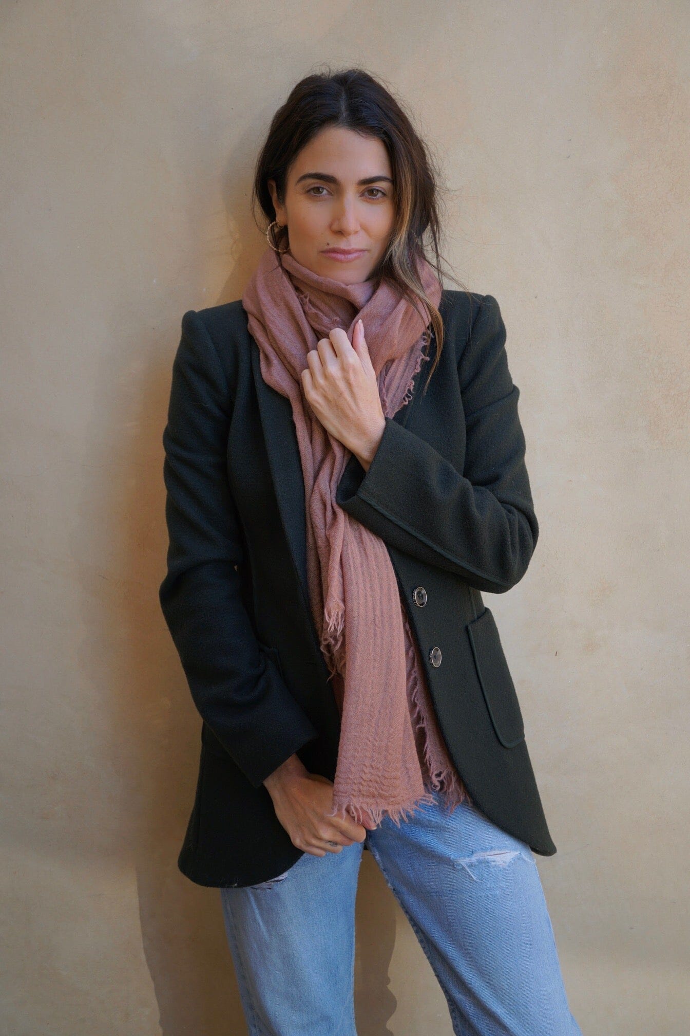 NEW Loom Woven Fine Wool Scarf | Dusty Rose scarves Bayou with Love 