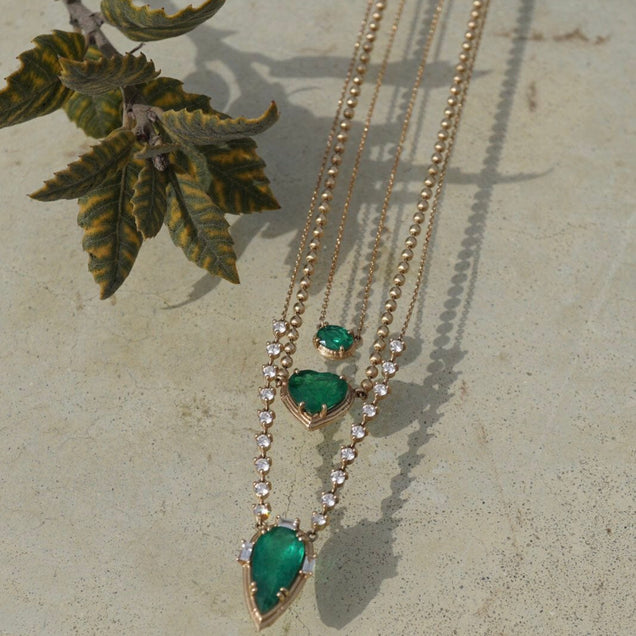Oval Emerald Rattan Necklace Jewelry Bayou with Love 