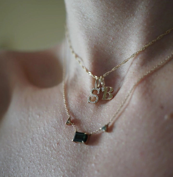 Gold and Diamond Initial Charms Jewelry Bayou with Love 