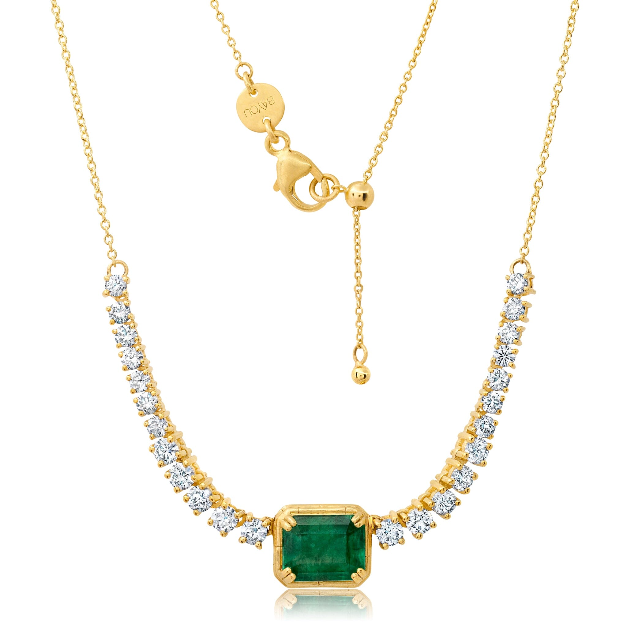 NEW Half Brilliant Round Diamond Choker with Emerald Center Jewelry Bayou with Love 