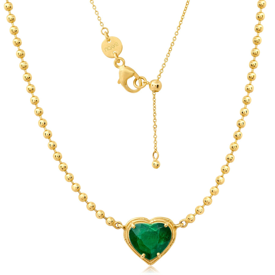 Emerald Heart Beaded Necklace Jewelry Bayou with Love 