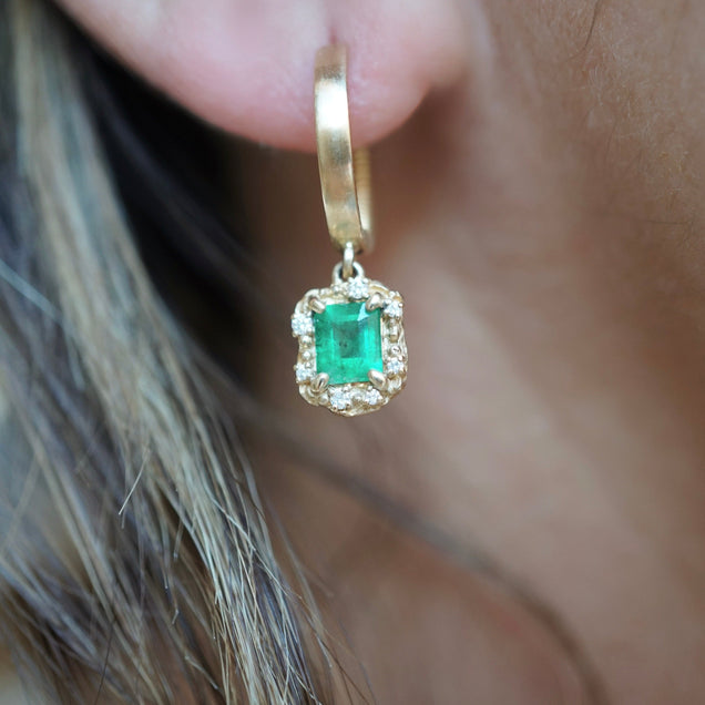 Diamond Emerald Water Huggies Jewelry Bayou with Love 