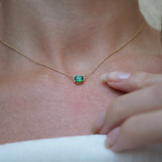 NEW Oval Emerald Rattan Necklace Jewelry Bayou with Love 