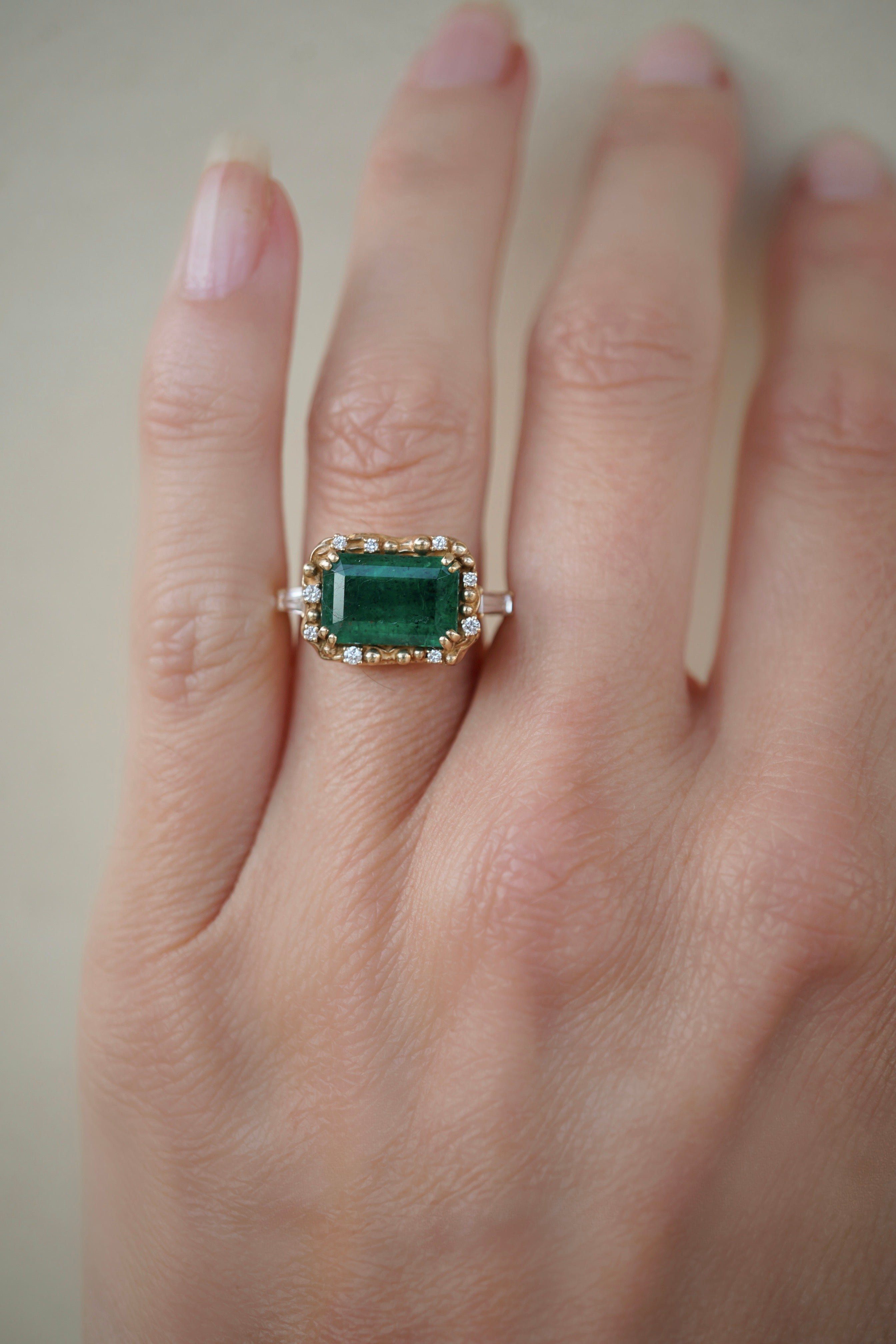 Late Victorian 2.70 Carat Emerald and Diamond Cluster Engagement Ring –  Erstwhile Jewelry