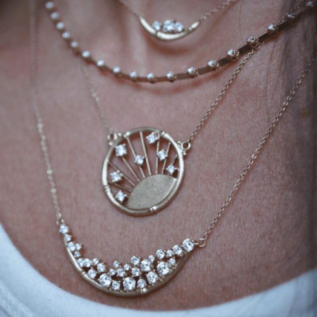 Double Diamond Moon Necklace Bayou with Love 