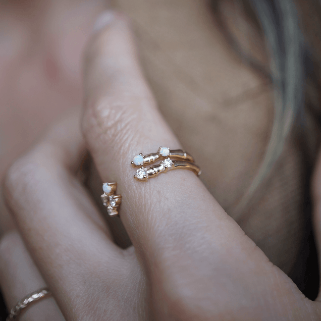 Rattan Open Opal Diamond Ring Bayou with Love 