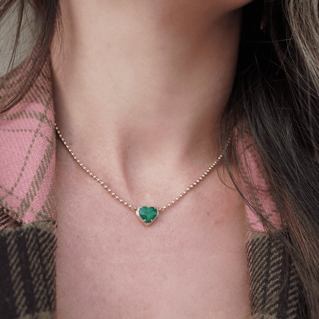 Emerald Heart Beaded Necklace Jewelry Bayou with Love 