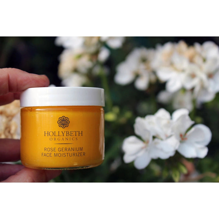 Rose Geranium Face Moisturizer Beauty HollyBeth Organics 