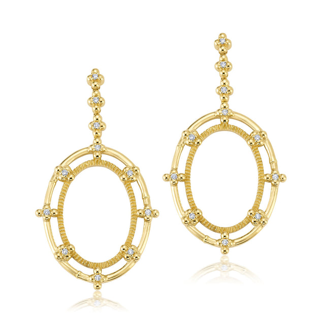 Diamond Oval Rattan Earrings Jewelry Bayou with Love 