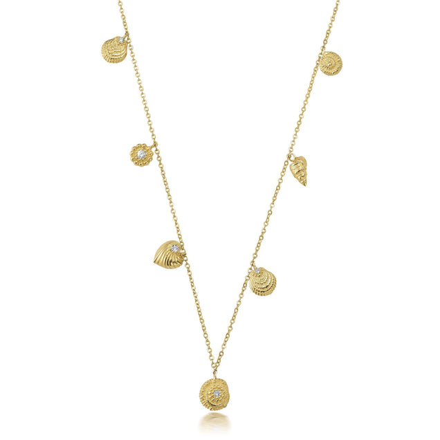 Diamond Shell Charm Necklace Jewelry Bayou with Love 