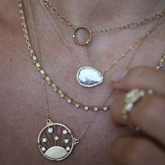 NEW Diamond Sunrise Rattan Necklace Jewelry Bayou with Love 