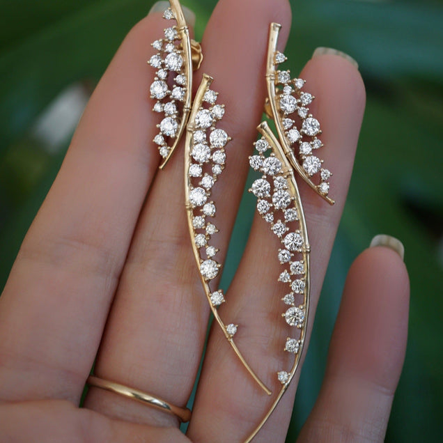 Falling Star Diamond Earrings Jewelry Bayou with Love 