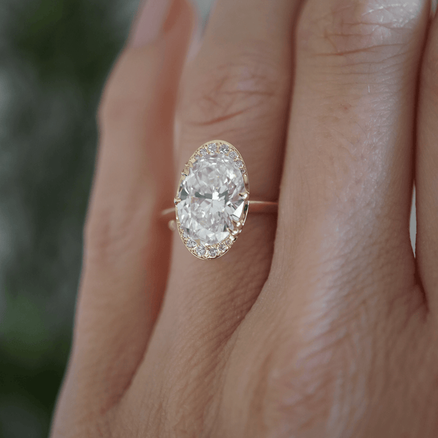 Diamond Oval Lunar Engagement Ring Bridal Jewelry Bayou with Love 