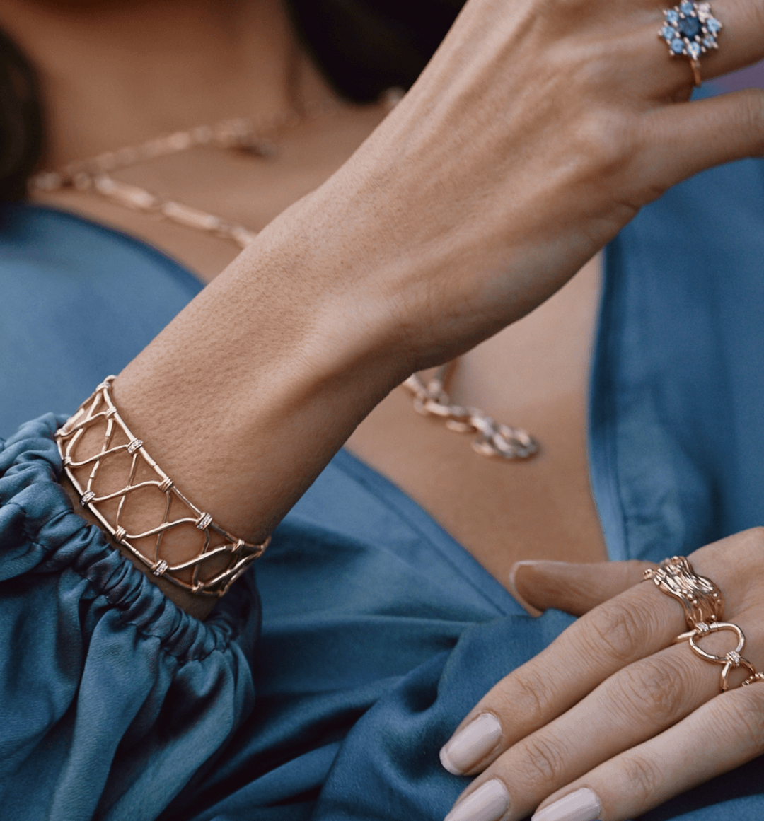 Woven Diamond Rattan Cuff Jewelry Bayou with Love 