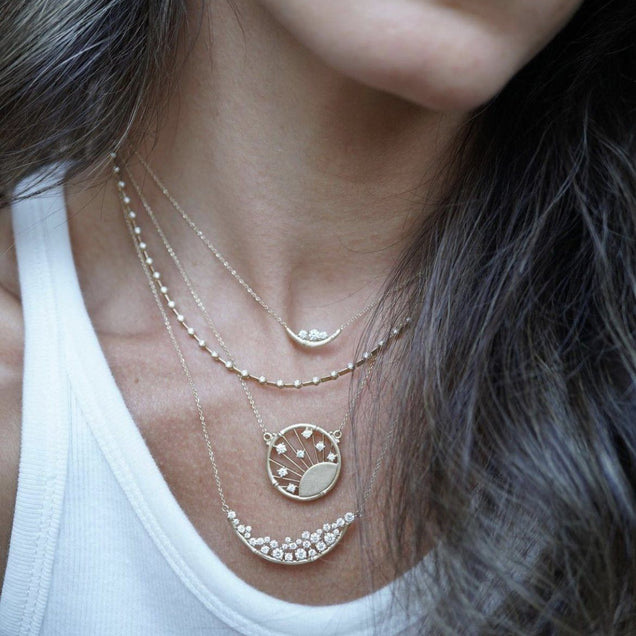 NEW Diamond Sunrise Rattan Necklace Jewelry Bayou with Love 